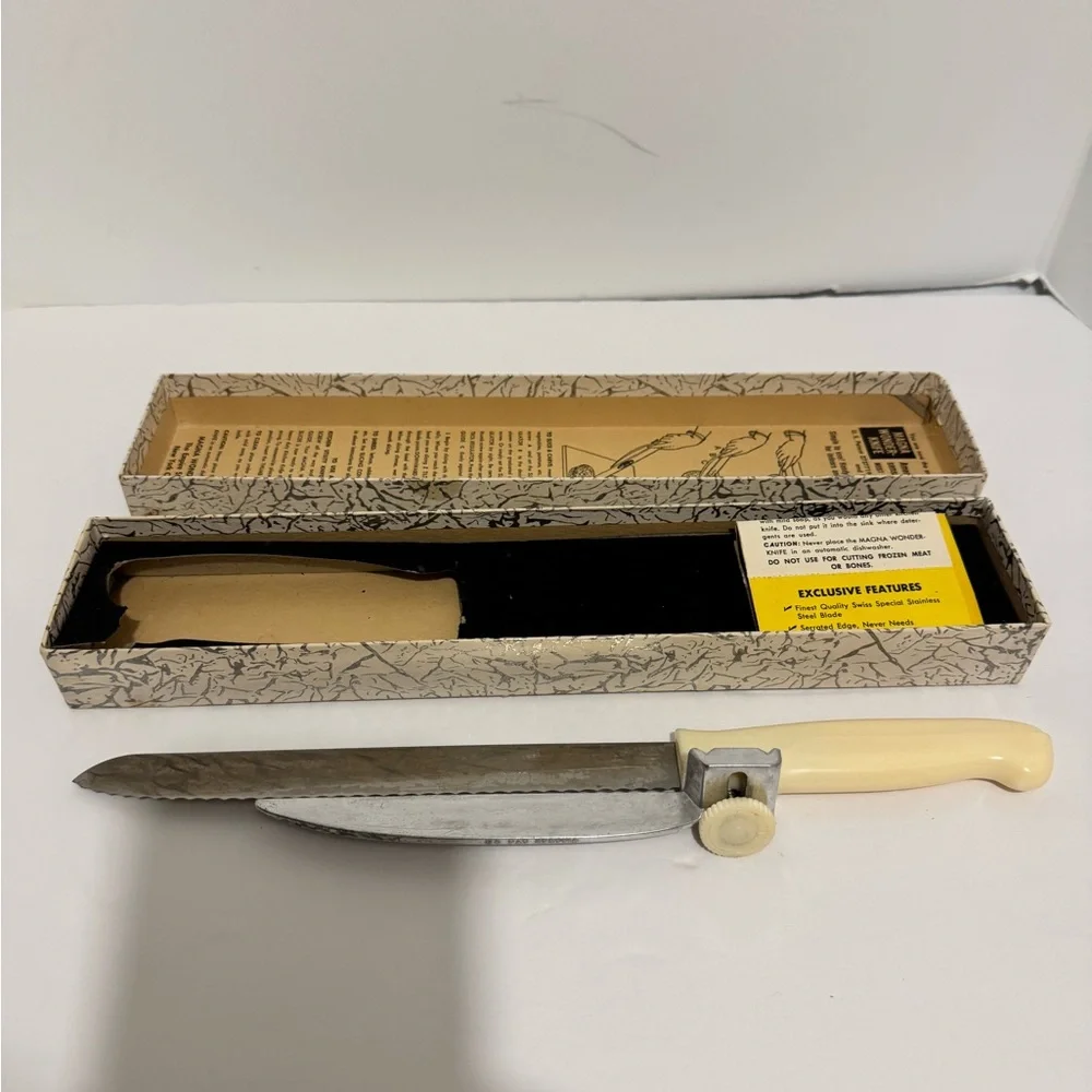Vintage Deluxe Magna Wonder Knife Adjustable Food Slicer W/Box 1961 Switzerland